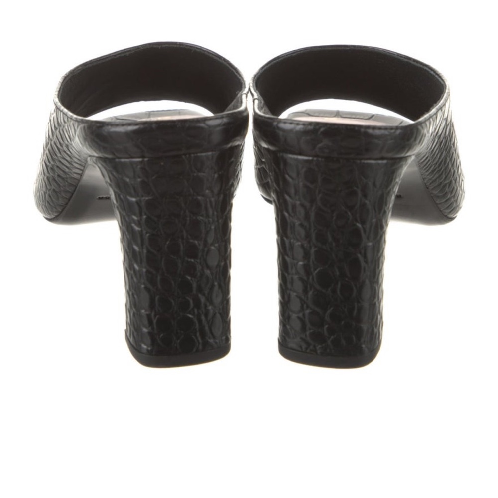 Reformation Luella Block Heel Mule Black Croc Embossed Leather Size 7 - Picture 5 of 8